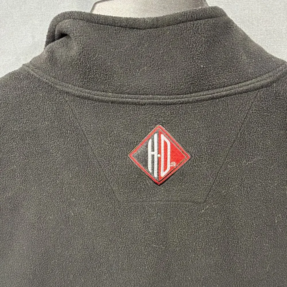 Harley Davidson Black Red Embroidered Long Sleeve Zip Sweatshirt SZ XL